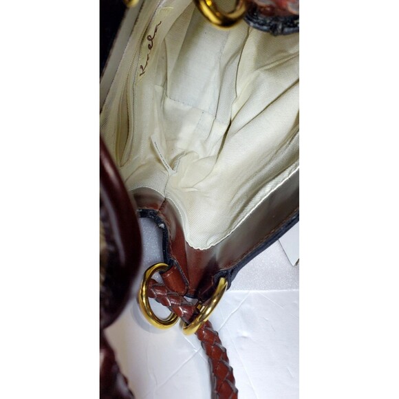 Vintage Kaela Straw Purse Brown Leather Trim Shoulder Bag Unique Closure - Picture 10 of 15